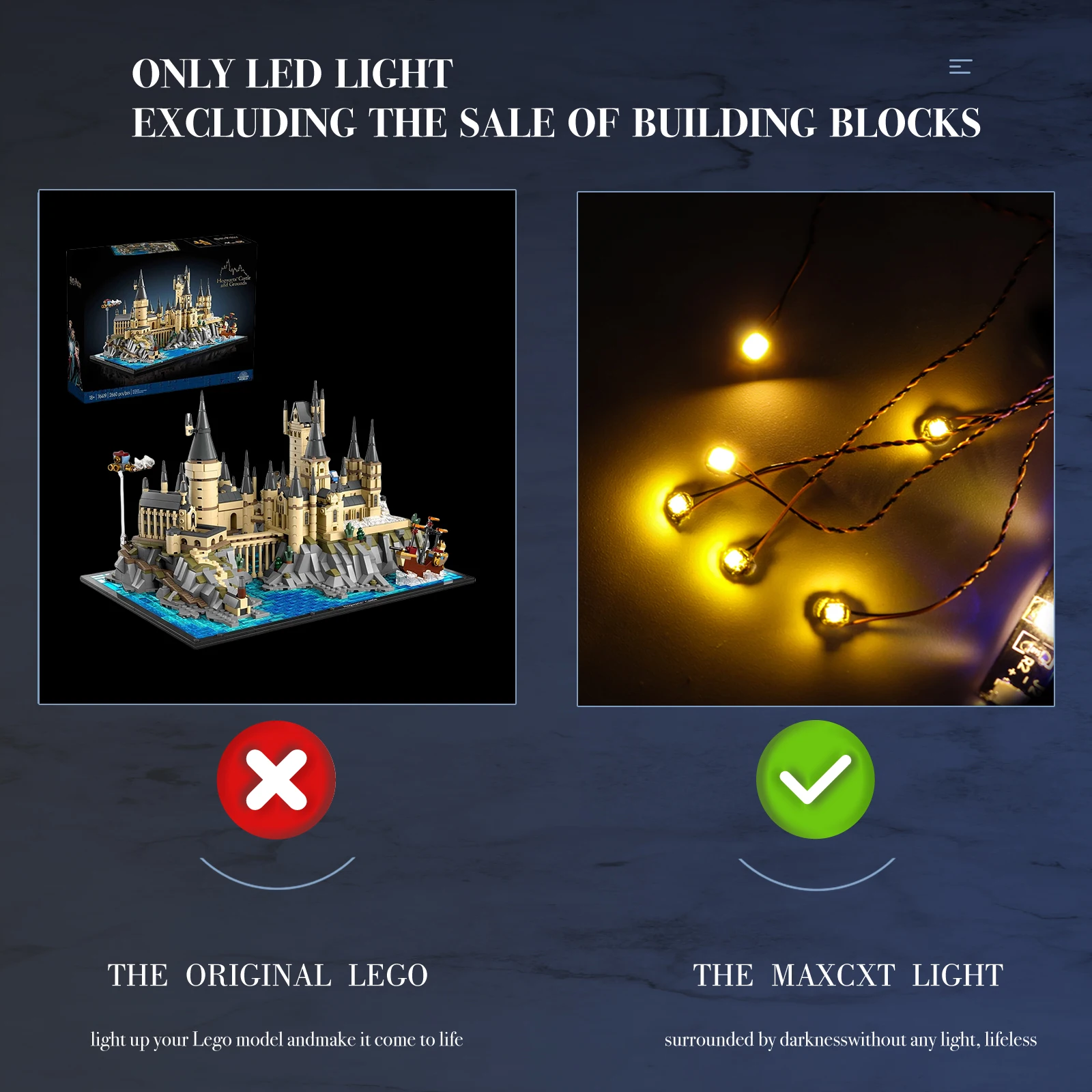 (Not the Building Blocks) 5v LED Light For Lego 76419 Harry Potter Hogwarts Microscale Castle and Grounds Decorative Lamp