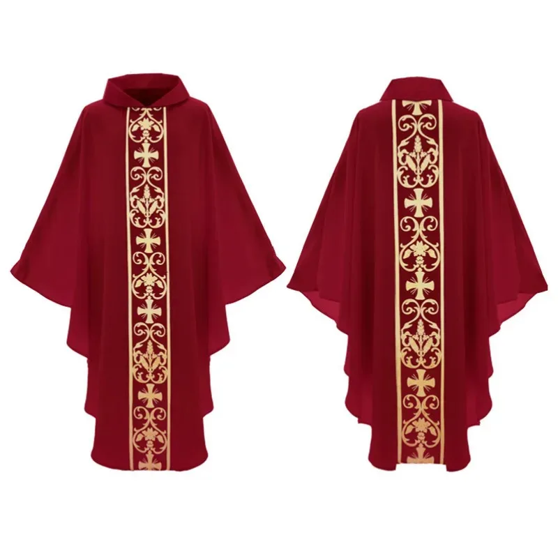 2025 22 disfraz de Halloween monje Iglesia sacerdote capa estampado cruzado bata vestido Jesús religión Cristo ministro clero hombres vestido capa fo