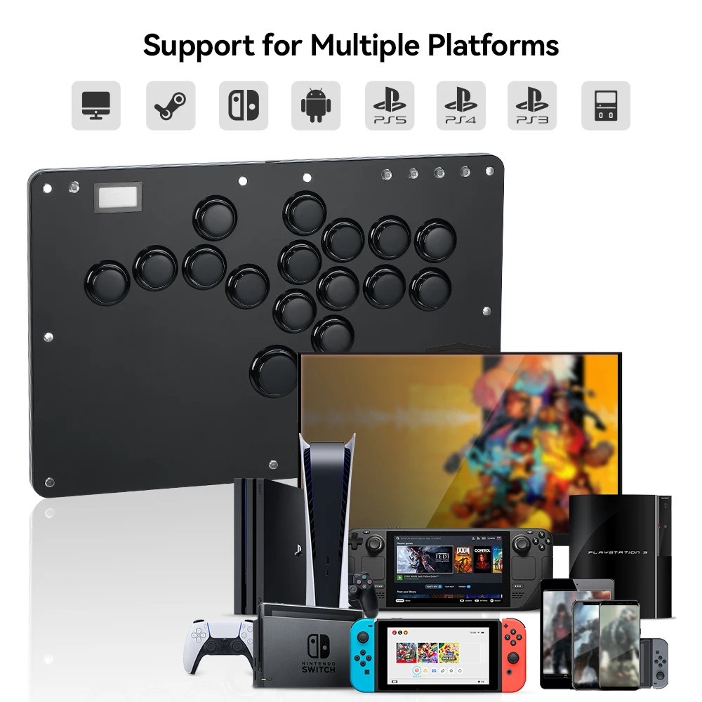 Haute42- COSMOX Fighting Hitbox Gaming Joystick For PC/PS3/PS4/PS5 Switch Steam Leverless Controller Rims Rim Button Rim