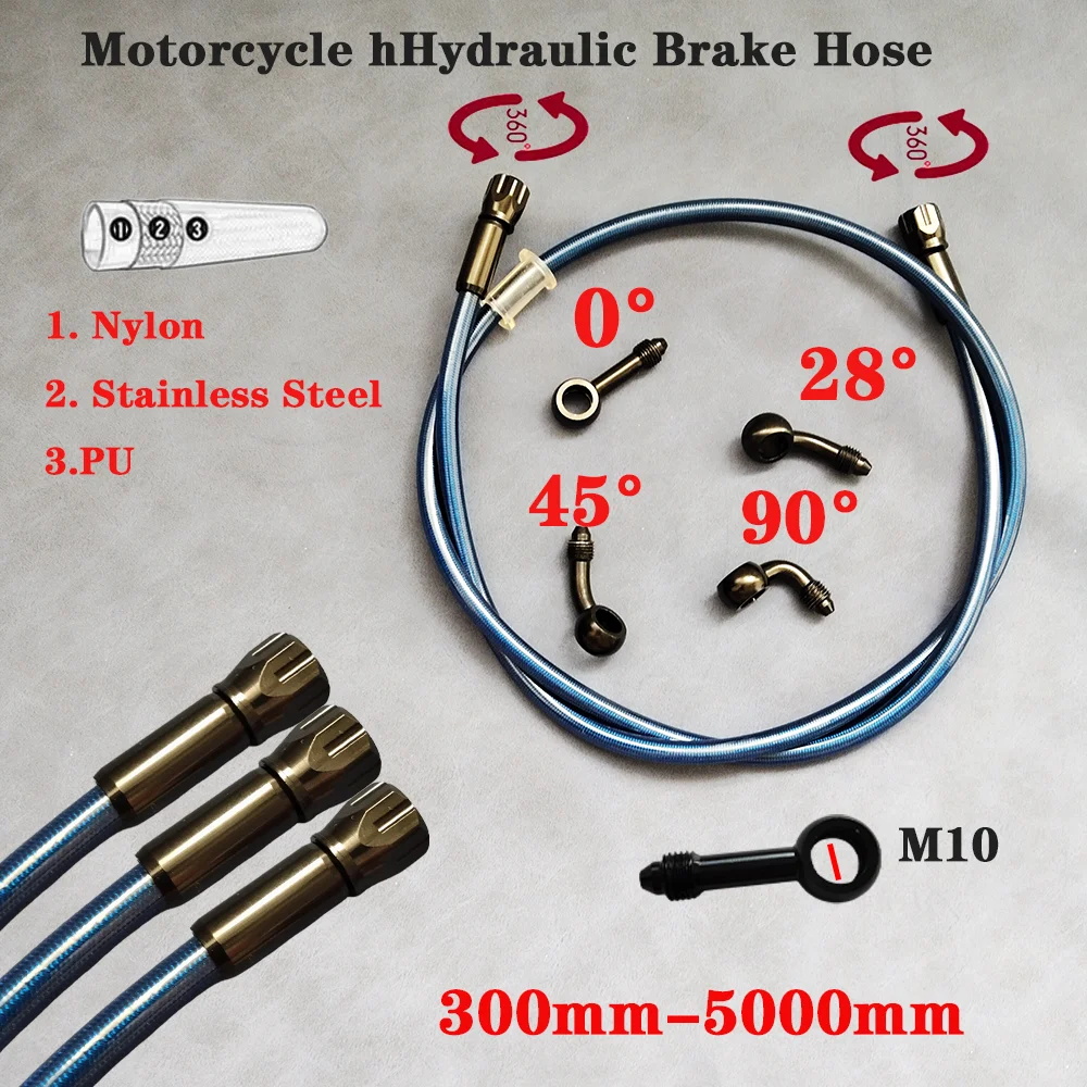 AN3 M10 Braided Brake Hose Motorcycle Hydraulic Clutch Tube Master Cylinder Brake Oil DOT Pipe Racing Motocross Dirt Pit Bike