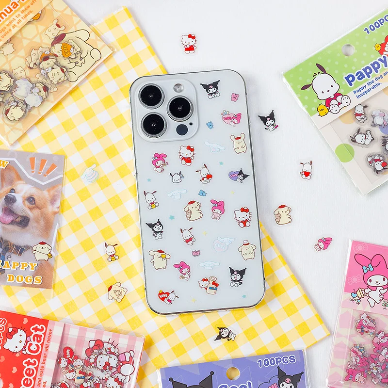 20/50pcs Sanrio kawaii transparent waterproof pet sticker pack diy diary decoration material sticker cartoon animal mini sticker