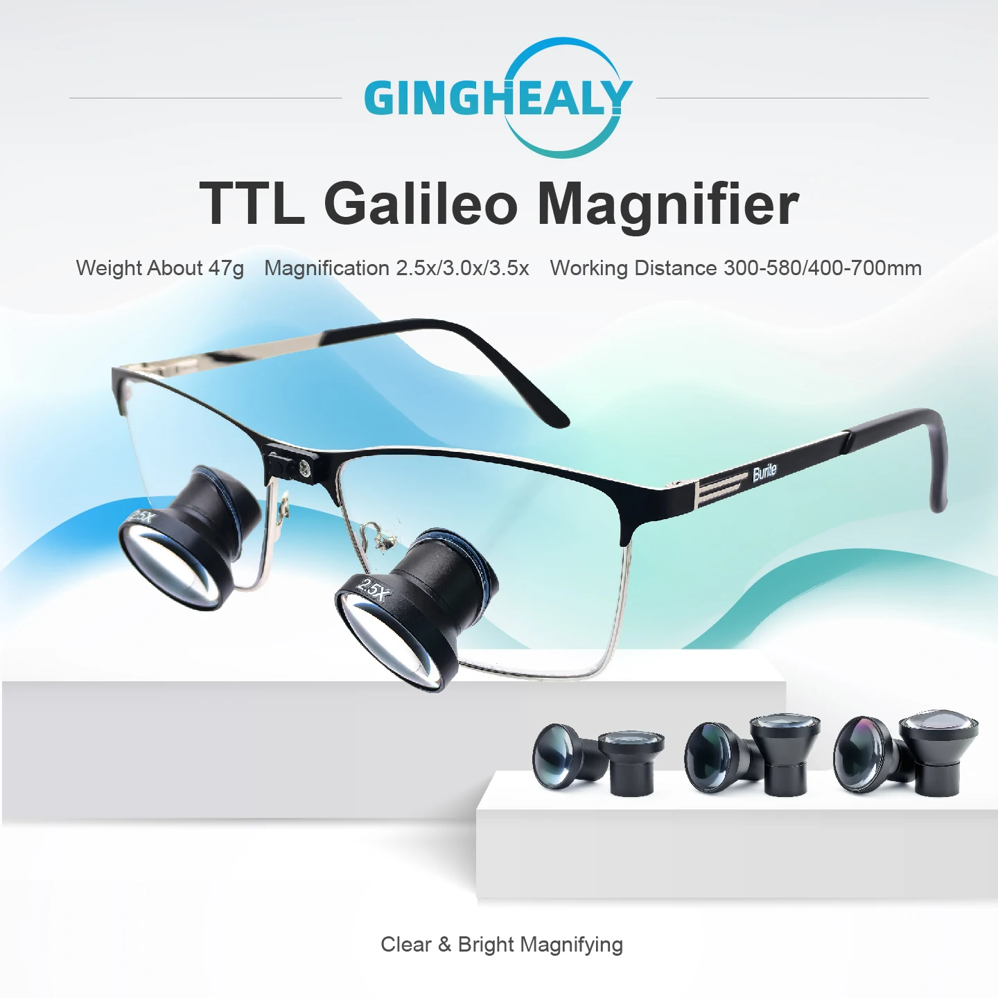 Magnifying Galilean Loupe HD TTL Magnifying BD Long Working Distance 300-700MM Magnifier Glasses Hand Solder Clamp Tools
