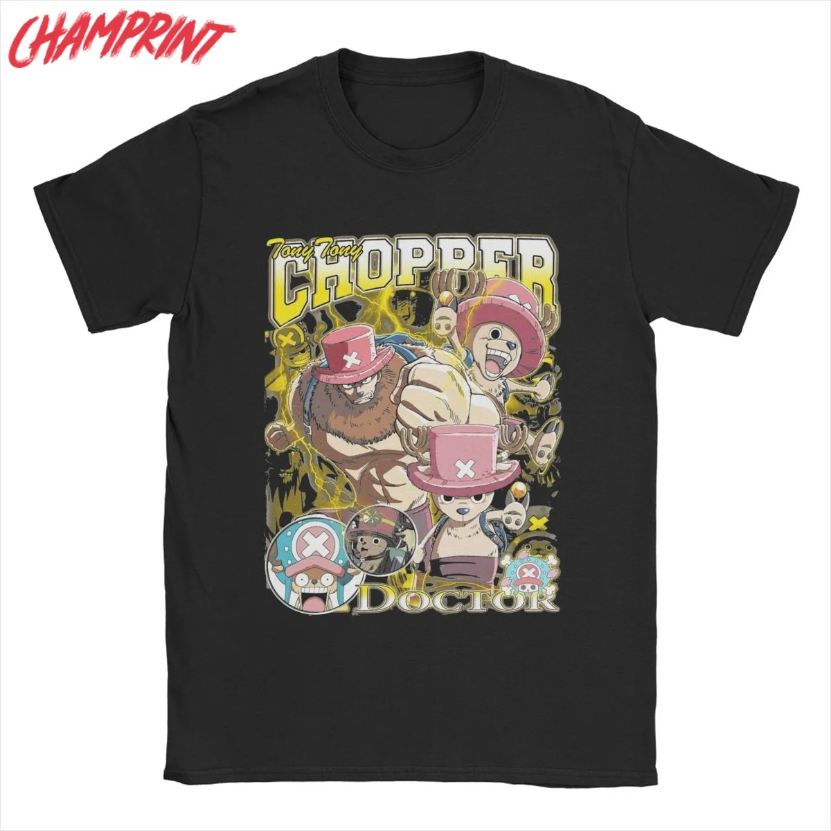 Men Customized Anime Tony Oned Tony Chopper T Shirts Cotton Pieced Novelty Short Sleeve Round Collar Tees Plus Size T-Shirts