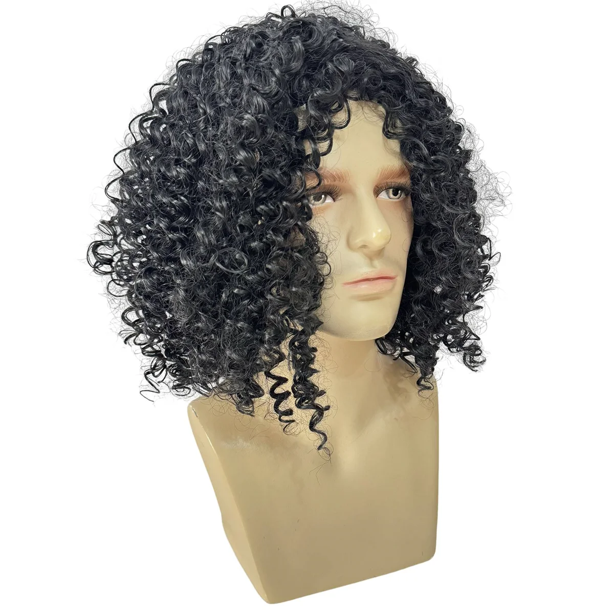 Abgn moda peruca chapelaria masculino curto encaracolado cabelo mecanismo de fibra química penteados alta temperatura fio peruca conjuntos