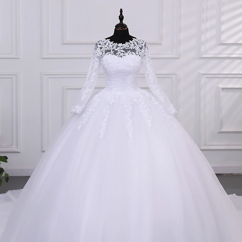 

Long Sleeve Wedding Dresses Cheap Wedding Dress Pure White Wedding Dresses With Train Customized Brides Party Dress 2025 New