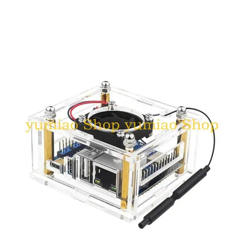 587B Case akrilik tahan lama untuk oranye 3 Development Board Enclosure Shells Port pembukaan yang akurat dengan/tanpa kipas