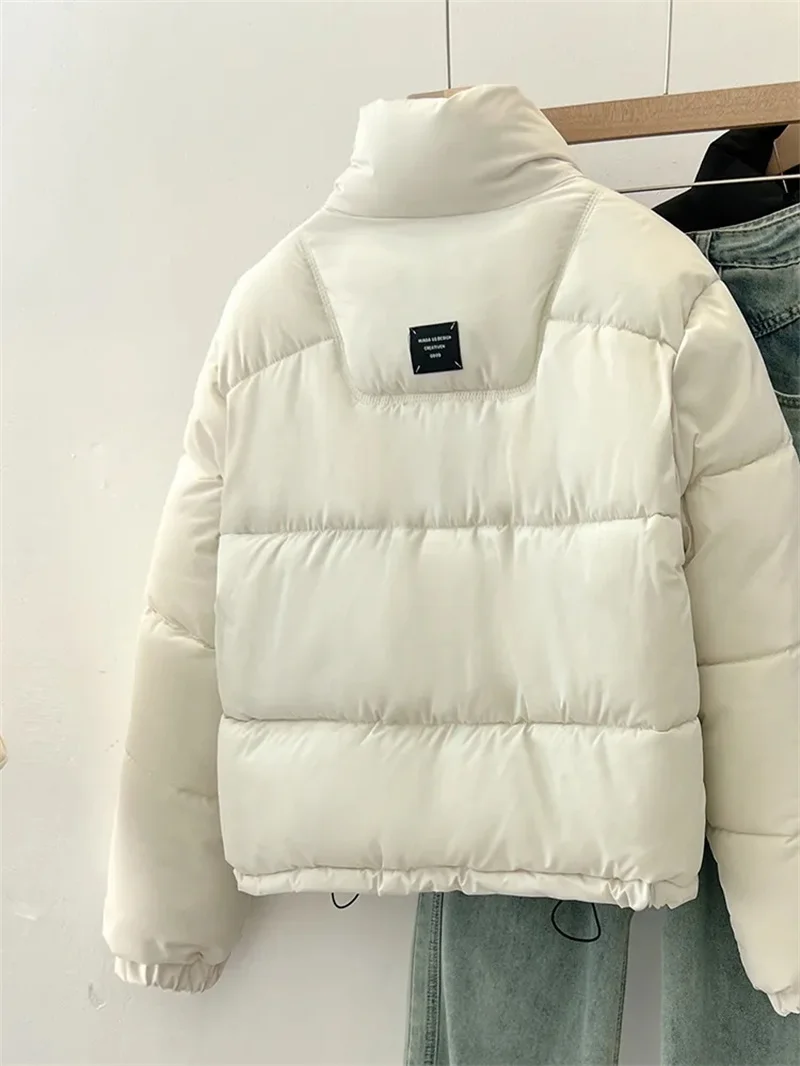 2024 New Winter Down Cotton-Padded Coat Women Zipper Loose Puffer Parkas Jackets Girls Thicken Warm Jackets Black White Snow Wea