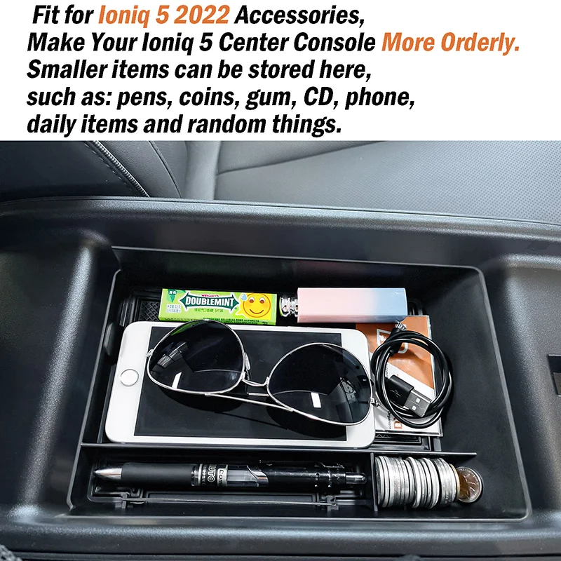 Car Center Console Organizer For Hyundai Ioniq 5 2022 2023 Accessories Armrest Box Glove Secondary Storage Insert Tray with Coin