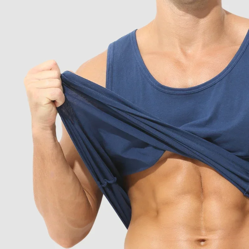 Men's pure cotton vest breathable slim youth sports foundation hurdle I loose summer thin halter undershirt