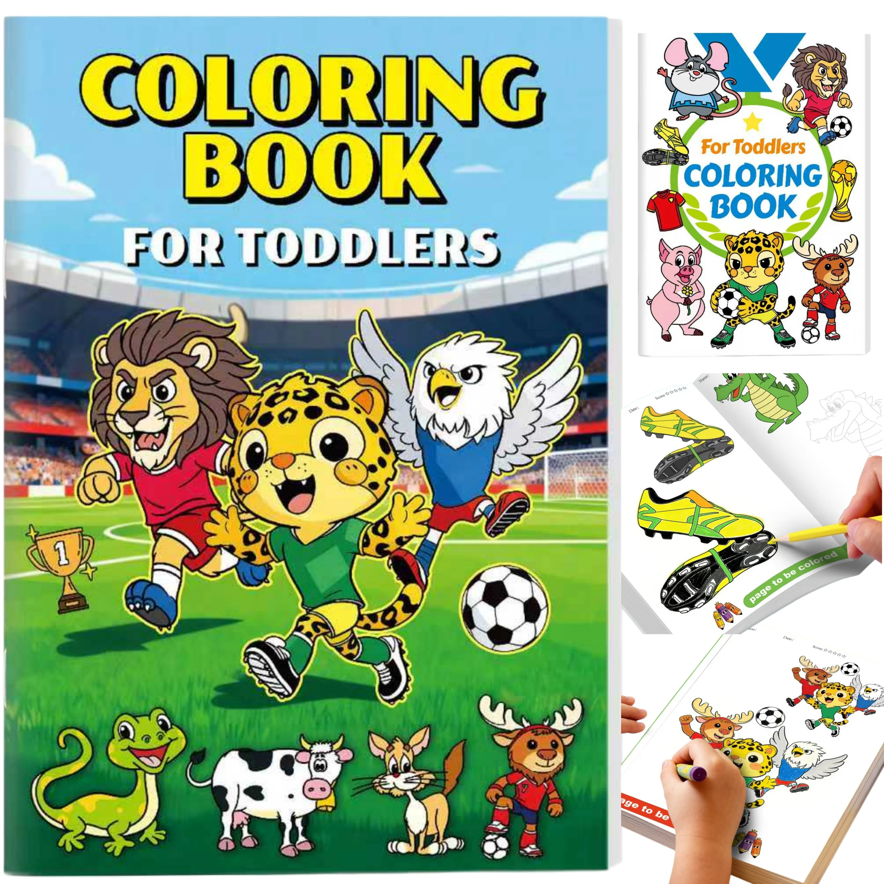 

Soccer Animals Coloring Book For Toddlers 36 Pages Cute Football Characters Drawing Book Kids Activity Book Stress Relief Gift
