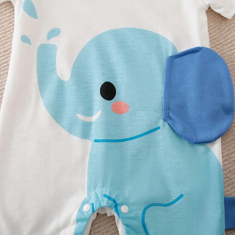 Summer Boys and Girls Cute Cartoon Whale Comfortable Casual Short sleeved Baby Bodysuit