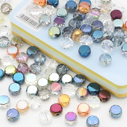 50pcs Flatback Round Bead 8mm Faceted Glass Loose Beads Cheap Beading Jewelry Diy Making Crystal Accessories Wholesale In Bulk