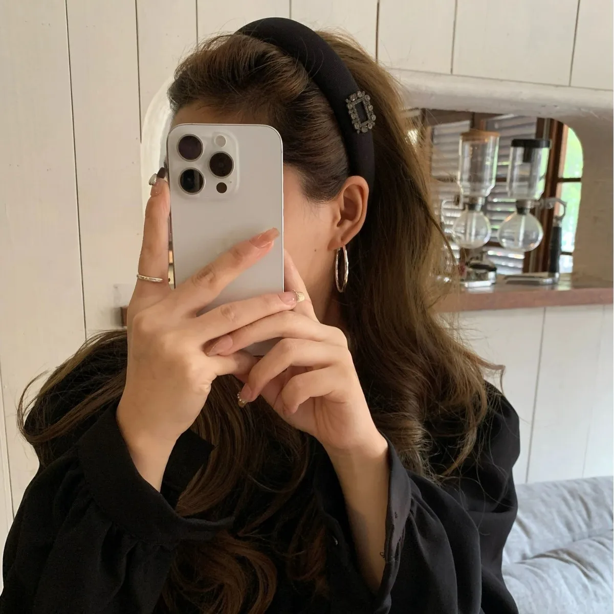 Rhinestone Velvet Headband Korean Fashion Versatile Female Face Wash Simple Hair Hoop Daily Wear Headhoop Hair Style Accessories