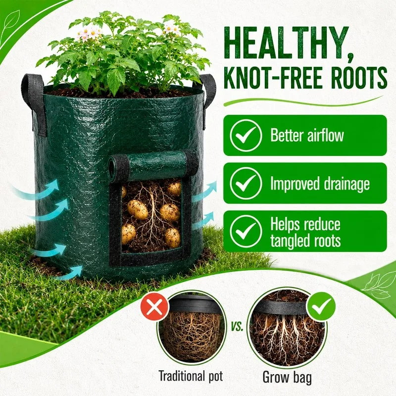 Potato Grow Bags 7/10Gallon Garden Planting Bag with Flap Windows and Handles Vegetable Grow Bags for Potato Onion Tomato Carrot gallery 5