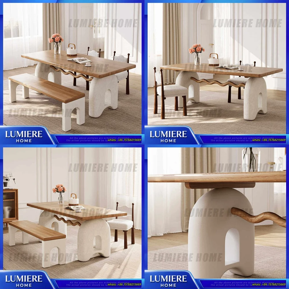 

Французский кремовый винтажный обеденный стол Mcdodo в стиле ваби-саби, креативный дизайнерский деревянный журнальный столик для дома, кафе, бистро