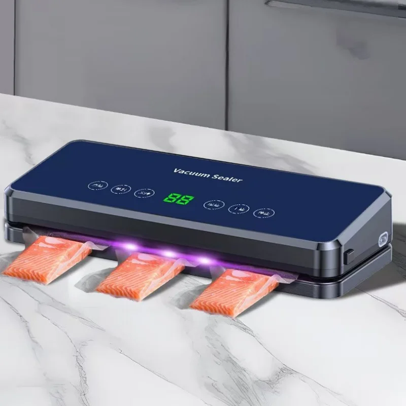 آلة ختم الفراغ المنزلية الصغيرة آلة تغليف المواد الغذائية البلاستيكية آلة ختم الطعام الطازج المدمج في سكين القطع