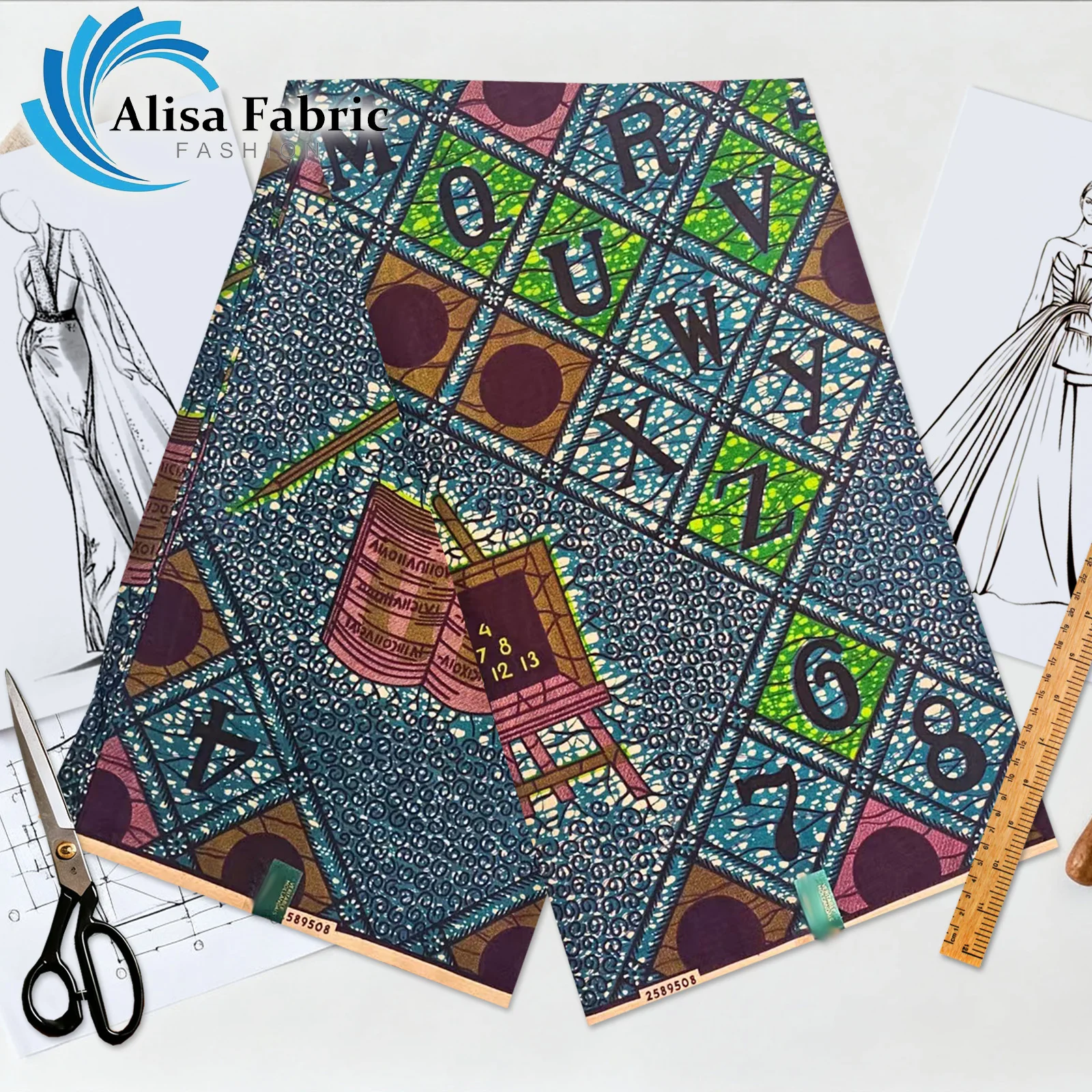 2025 neuester afrikanischer Stoffwachs 6 Yards 100 % Baumwolle Weihnachts-Nigerianstoff für Abendkleider