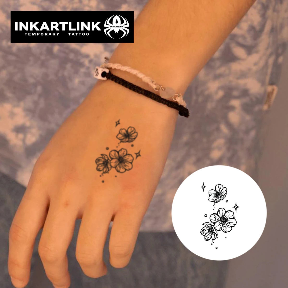 3 pcs Flower Temporary Tattoo,Lasts To 15 Days New Technology Magic Waterproof Semi Permanent Sticker.