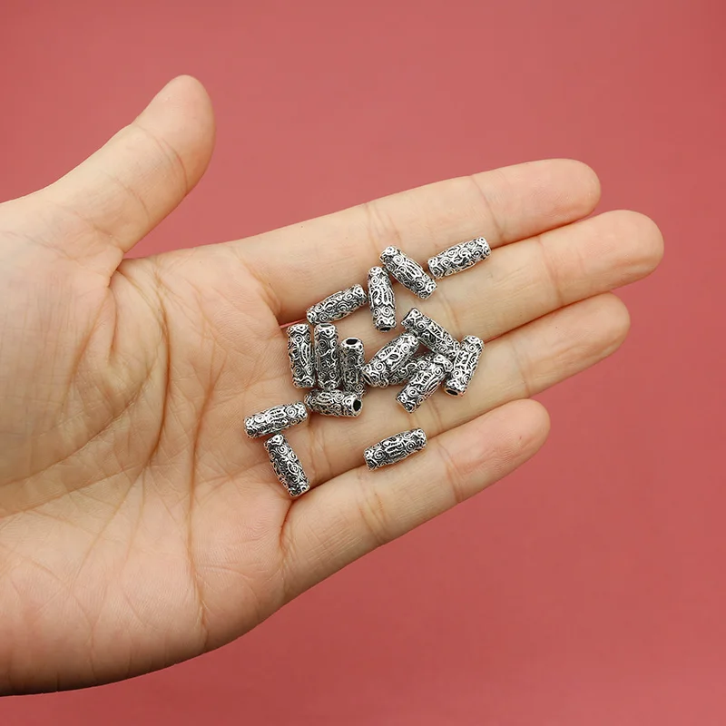 10pcs/Lot Religious Buddhism Symbols Sylinder Loose Beads 12x5mm Prayer Mantras Tube Spacer Beads DIY Jewelry Widgets Findings