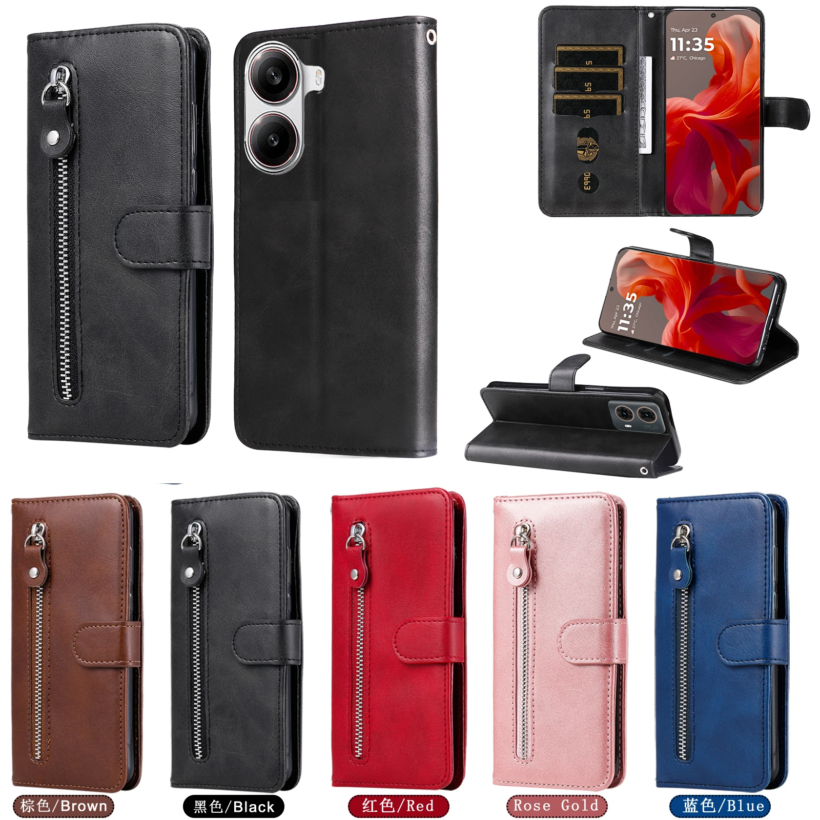 

POCO X7 PRO C71 C85 F7 M7 Роскошный кожаный чехол на молнии с откидной крышкой в стиле ретро-кошелек с полным покрытием для Xiaomi POCO X7 PRO Сумки для телефонов