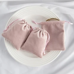 5pcs Pink Soft Velvet Drawstring Jewelry Bag Multi-size Packaging Sachet for Candy Storage Display Festival Gift Packing Pouch