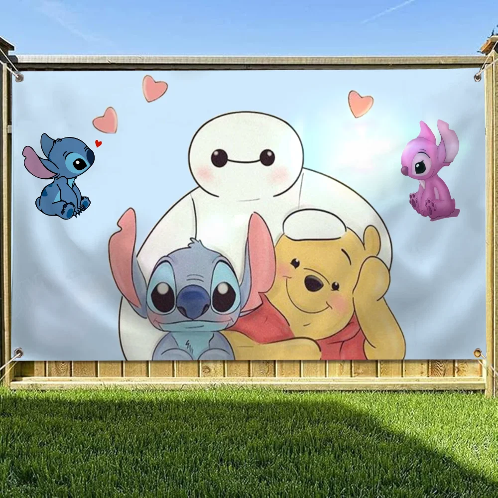 Four Hole Single Sided Flag Polyester Outdoor Decor Room Aesthetic Disney Winnie the Pooh Funny Flags and Banners Decorations