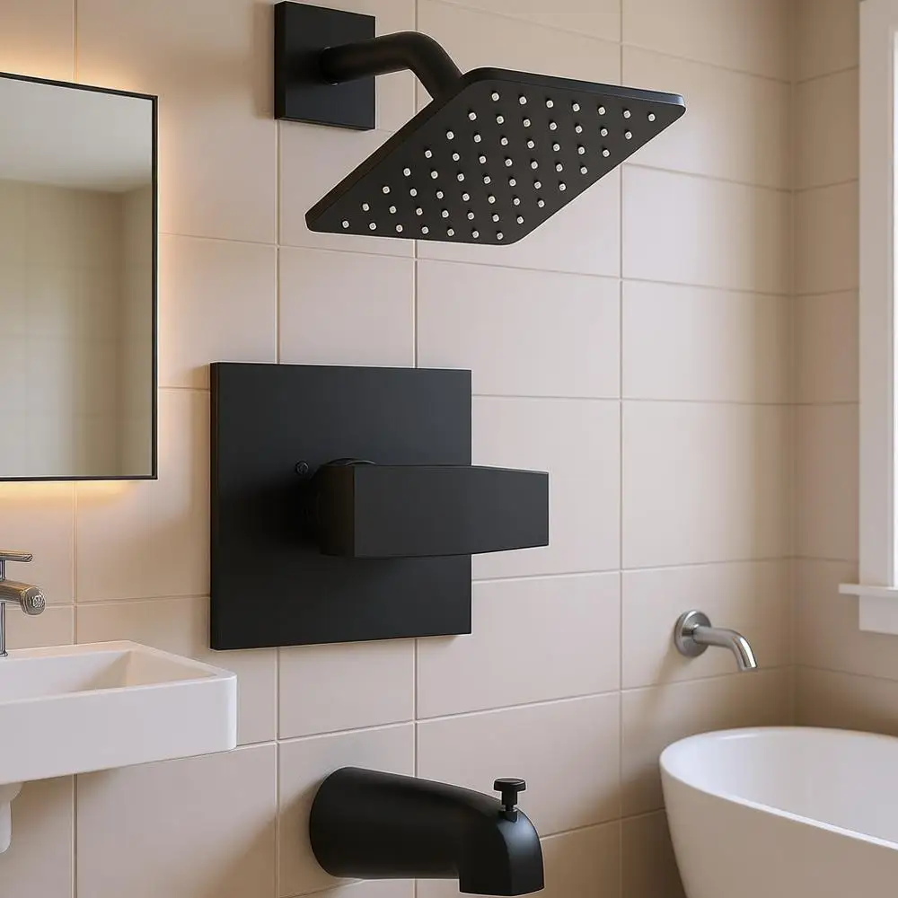 

Сменный комплект отделки для душа серии 14, матовый черный набор для душа и ванны, 6-дюймовый черный душевой комплект с ручкой