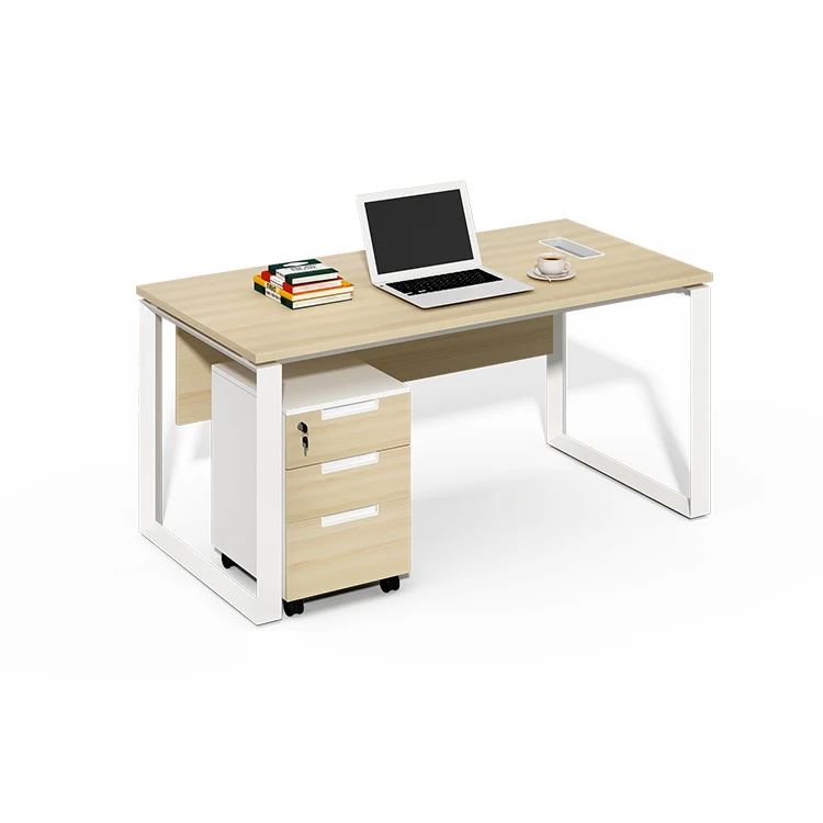 Modern Wooden Extendable Commercial Administrative Desk with Auxiliary Cabinet Healthy Office Furniture