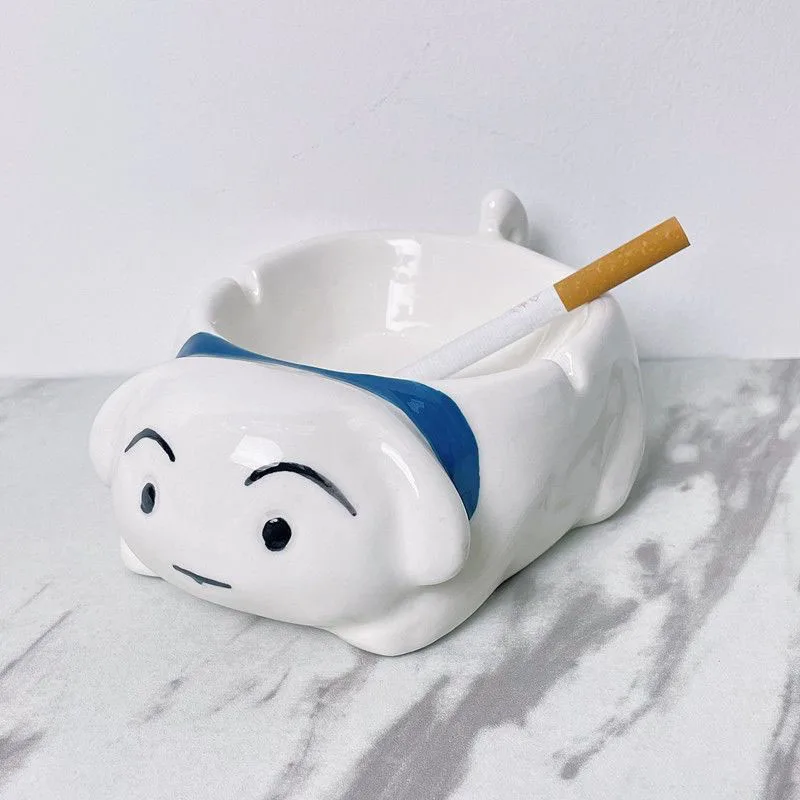 

Kawaii Crayon Shin Chan Same Style White Dog Ceramic Ashtray Creative Desktop Decoration Living Room and Office Girl's Gift Toys
