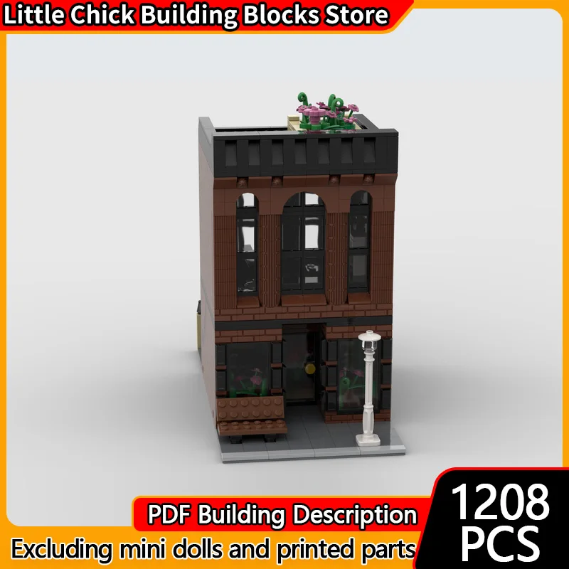 City Street View Modello MOC Mattoni da costruzione Architettura Negozio di fiori Tecnologia modulare Regali di festa per bambini Assemblare giocattoli Vestito