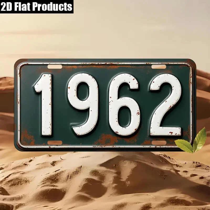 6x12 Inch Vintage 1962 Style Aluminum License Plate Tag - Green & White Retro Numbered Design