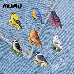 2023 New Botanical Robin Bird spilla fiore BlueBird spille acriliche gioielli epossidici fatti a mano borsa camicia distintivo