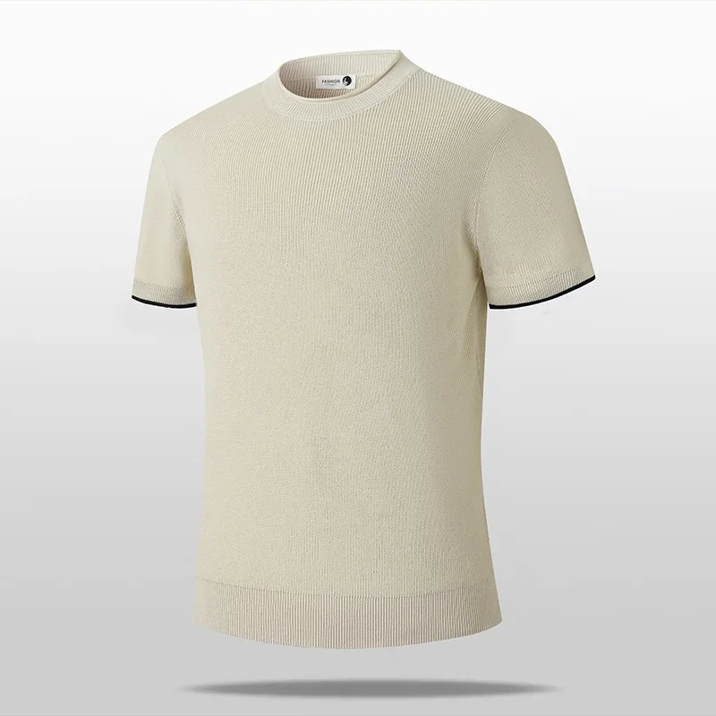 

Men's Ice Silk Polo Shirt High Quality Simple Casual Short Sleeve Knitted Lapel Top Fashion Versatile