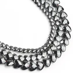Love Heart Faceted Natural Black Hematite Stone Beads Spacer For Jewelry Making Accessories Diy Bracelet Necklace 4 6 8 mm 15''