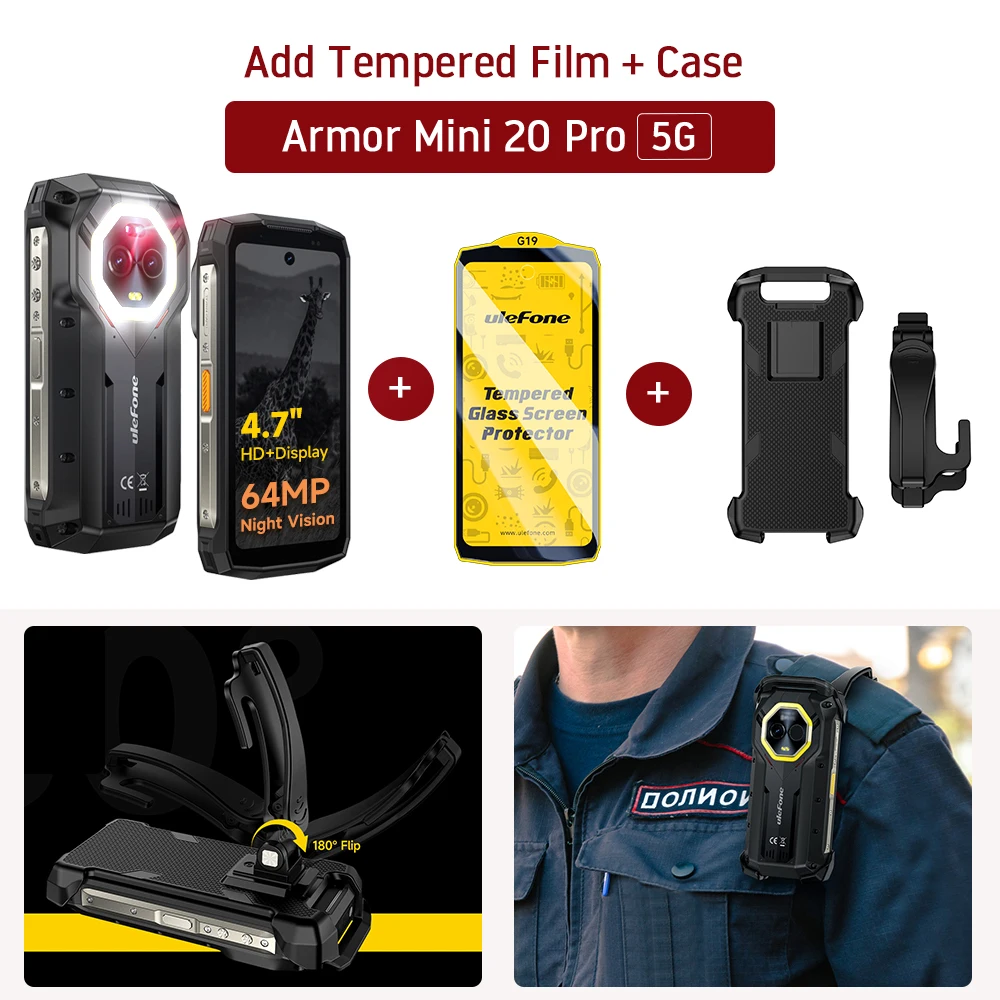 To Ulefone Armor Mini 20 Pro 5G 4.7" Rugged Phone 64MP Night Camera Android 14 Smartphone 6200mAh Mobile phone LED