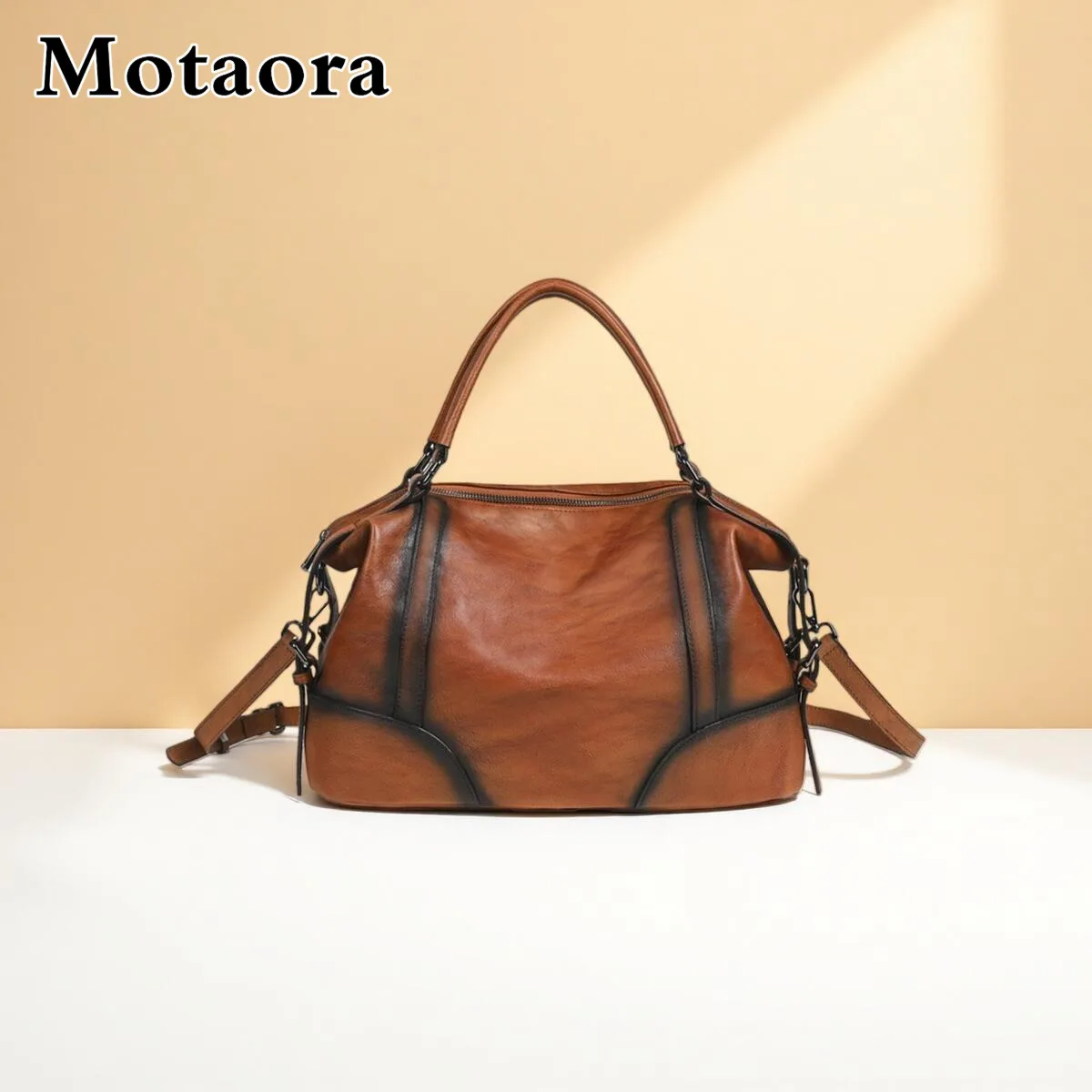 

MOTAORA 2025 Новая женская большая сумка из воловьей кожи с верхним зерном, высококачественная сумка через плечо, винтажная сумка-кошелек