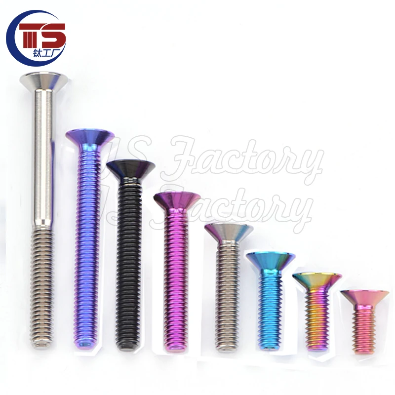 TS （2 and 10PCS）Titanium Alloy Screw  Countersunk M6X12/15/20/25/28/30/35/40mm high hardness GR5 NO rust