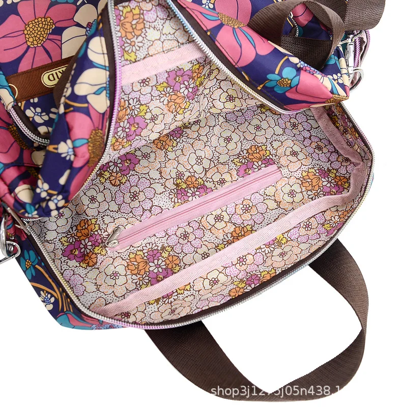 Ladies Messenger Bag Casual Handbag Shoulder Large Capacity Waterproof Tote Bag Flower Printed Bags Outdoor Picnic Bag For Women