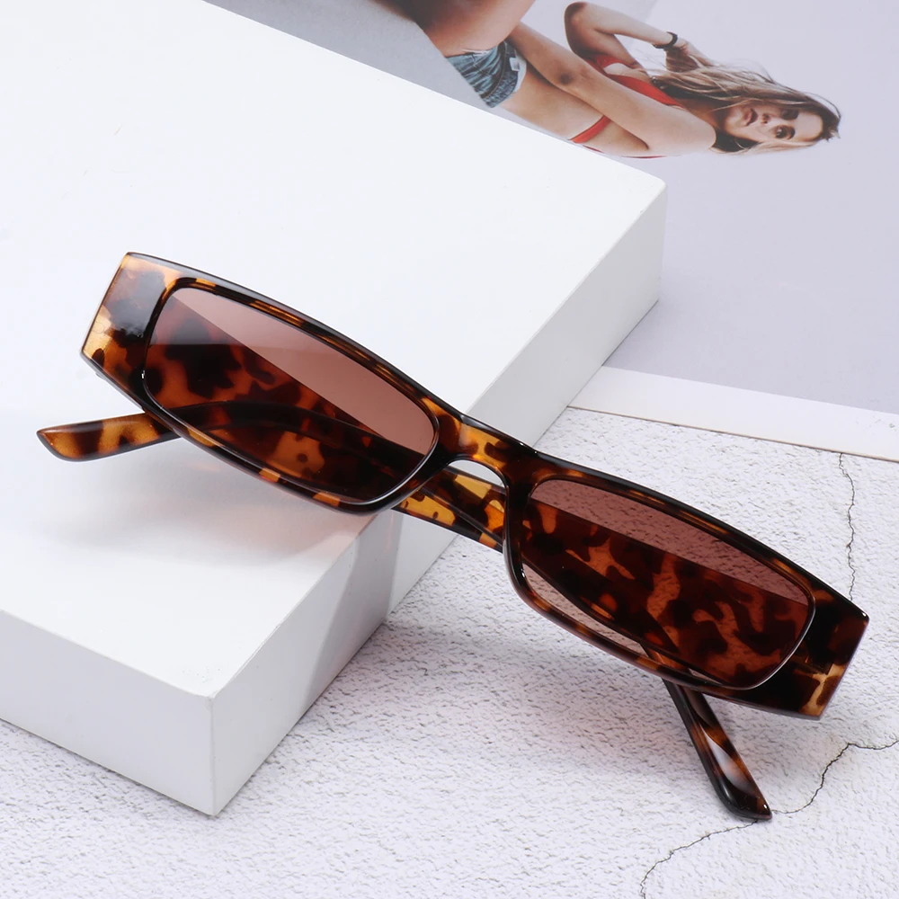 Small Rectangle Sunglasses Women Men Retro Narrow Frame Leopard Vintage Square Sun Glasses Female Punk Cat Eye Eyewear Oculos