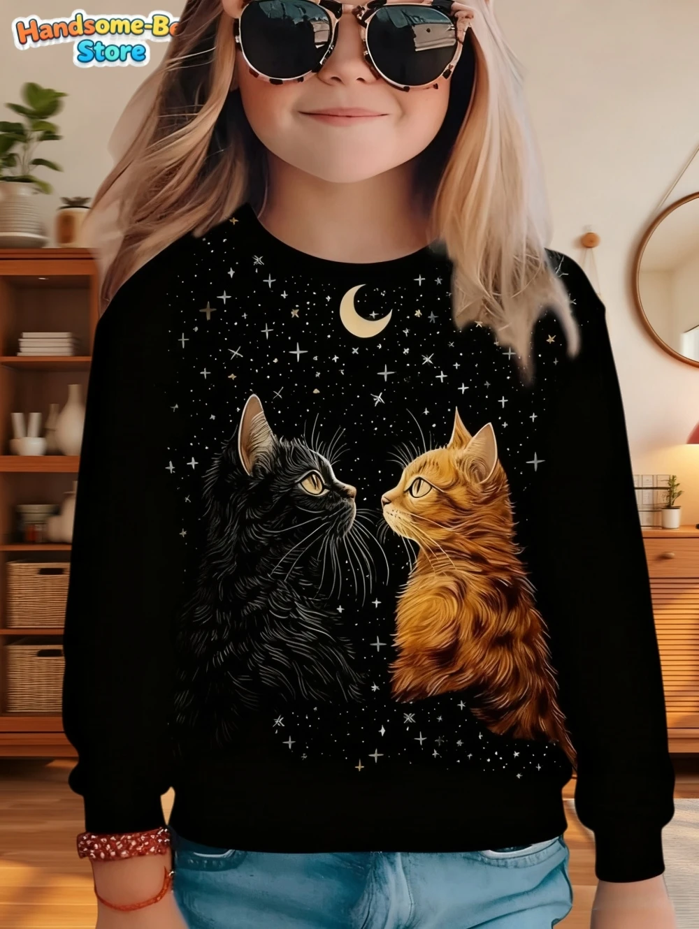 Sweatshirts for Girls Fashion Capybara Children Clothes Autumn Girls Clothes 3 to 10 Years Tops Cute Cat Print Children Hoodies