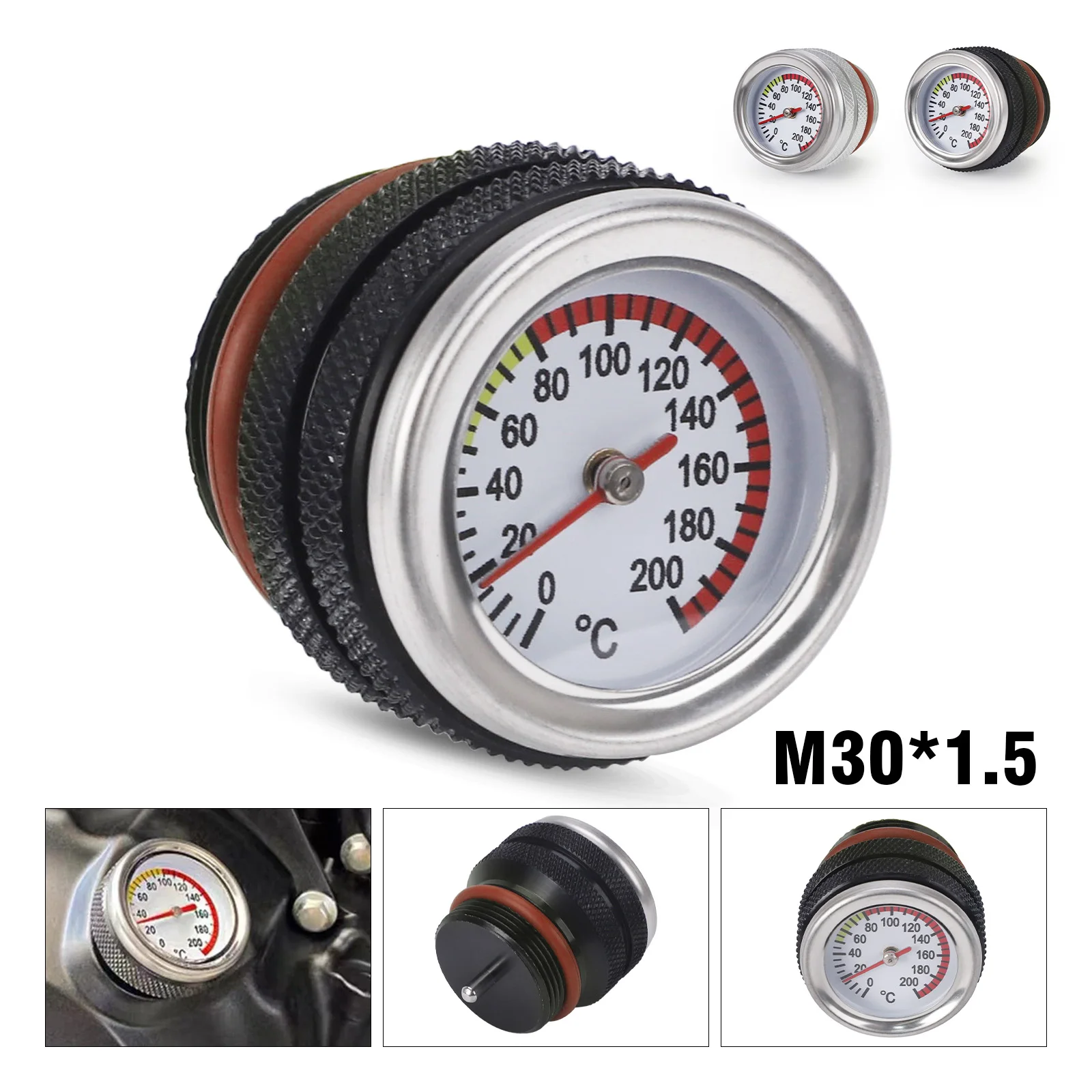 Motorrad Tankdeckel M30X1,5 Mit Öl Motor Temperaturanzeige Meter Öleinfülldeckel Motorrad Für Kawasaki 650 KLR 1987-1998