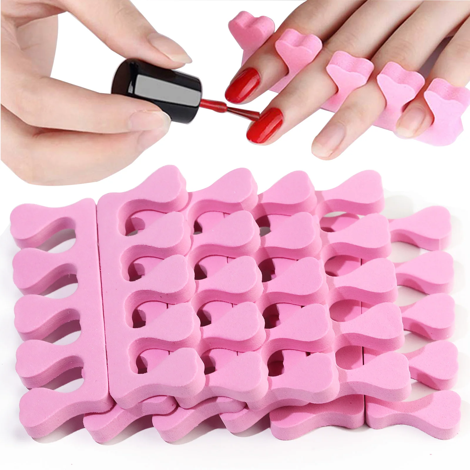 1/5Pcs Pink Soft EVA Sponge Finger Toe Separator For Nail Polish Feet Care Sponge Toe Splitter Bulk Manicure Pedicure Salon/Home