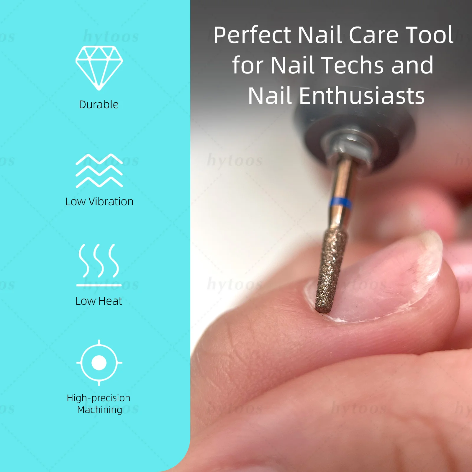 

HYTOOS Diamond Nail Drill Bits for Cuticle Removal 2mm Tapered Copper Coated Russian Burr Dead Skin Clean Pro Manicure Tools