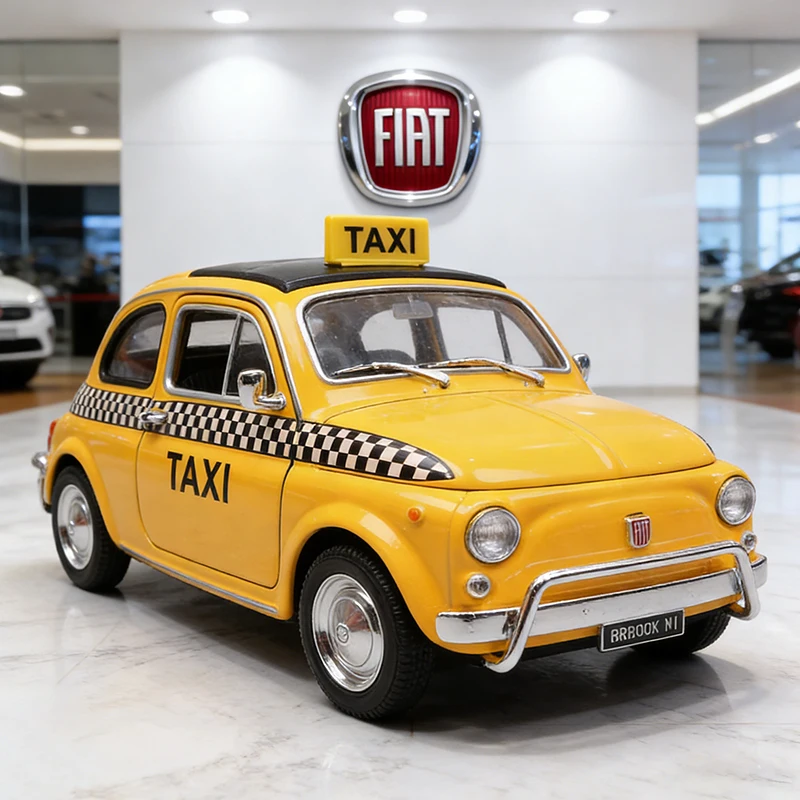 

WELLY 1:24 Nuova Fiat 500 TAXI Alloy Car Diecasts & Toy Vehicles Car Model Miniature Scale Model Car Toy For Children