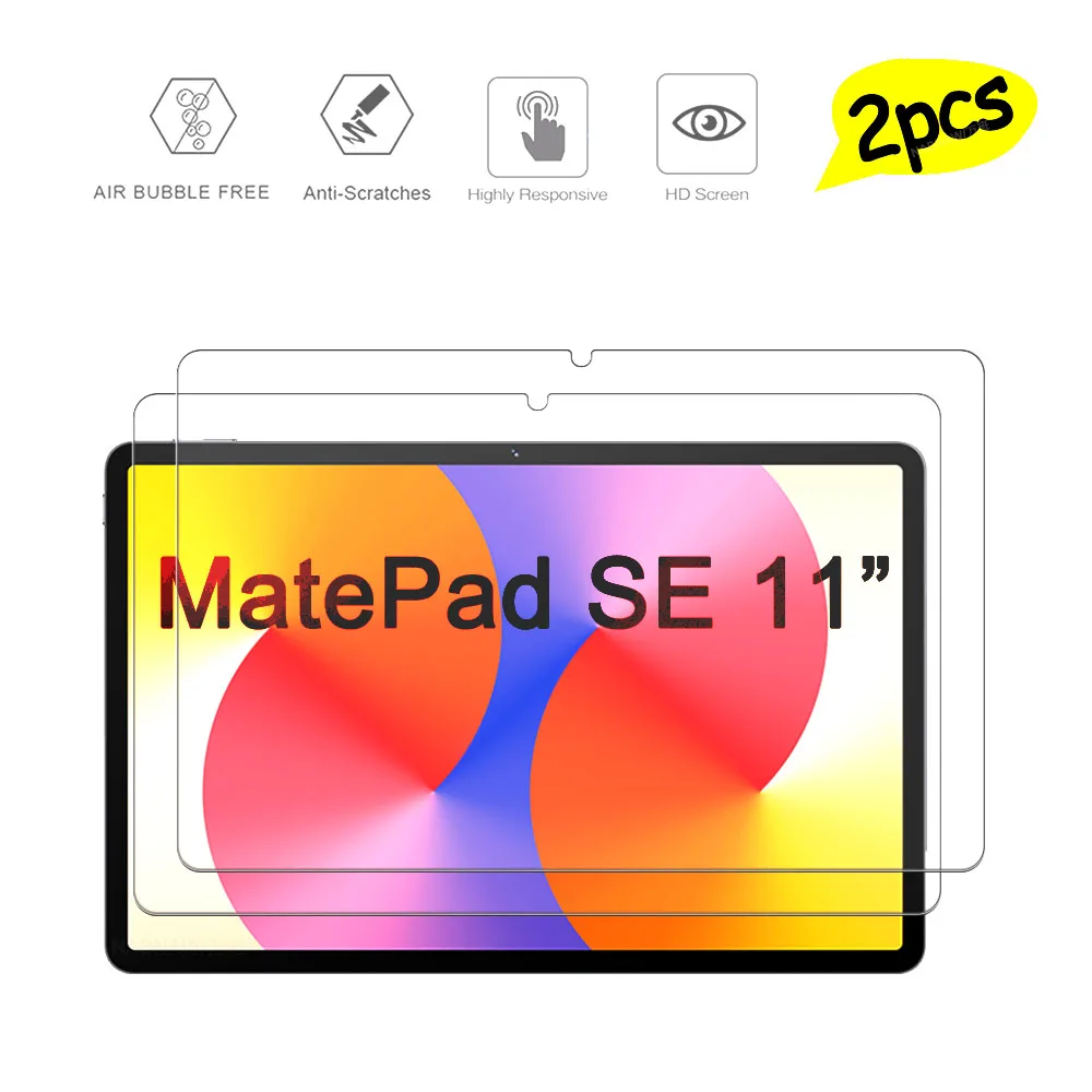 2 Pieces Ultra Clear Tempered Glass HD Hard Film Scratch Proof Screen Protector For Huawei MatePad SE 11 inch 2024