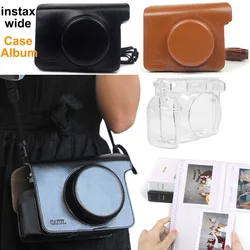 For FujiFilm Instax Wide 300 Instant Film Camera Accessories PU Leather Shoulder Carrying Bag Crystal Transparent Clear Case