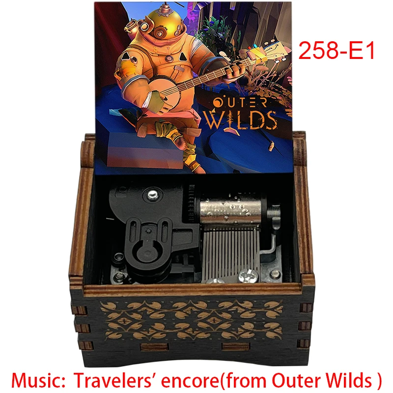 Outer Wilds Game Popular Music Box Travelers' Encore Melody 18 Note Movement Laser Engraving Special Cute Gift for Fans Friends