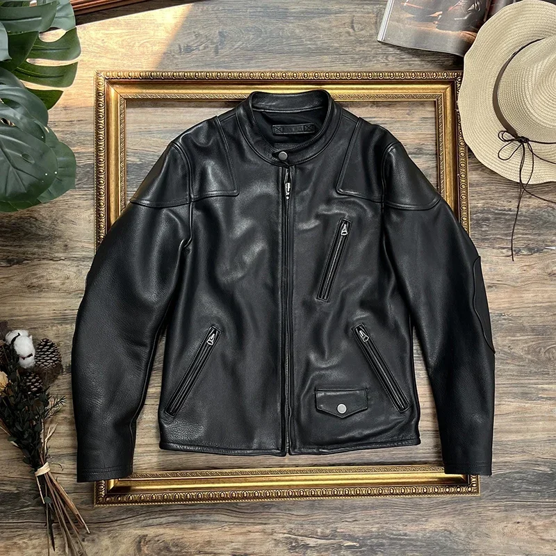 

Мужская байкерская куртка из натуральной кожи Tailor Brando без покрытия, окрашенная в воде, из телячьей кожи, американская винтажная Venom