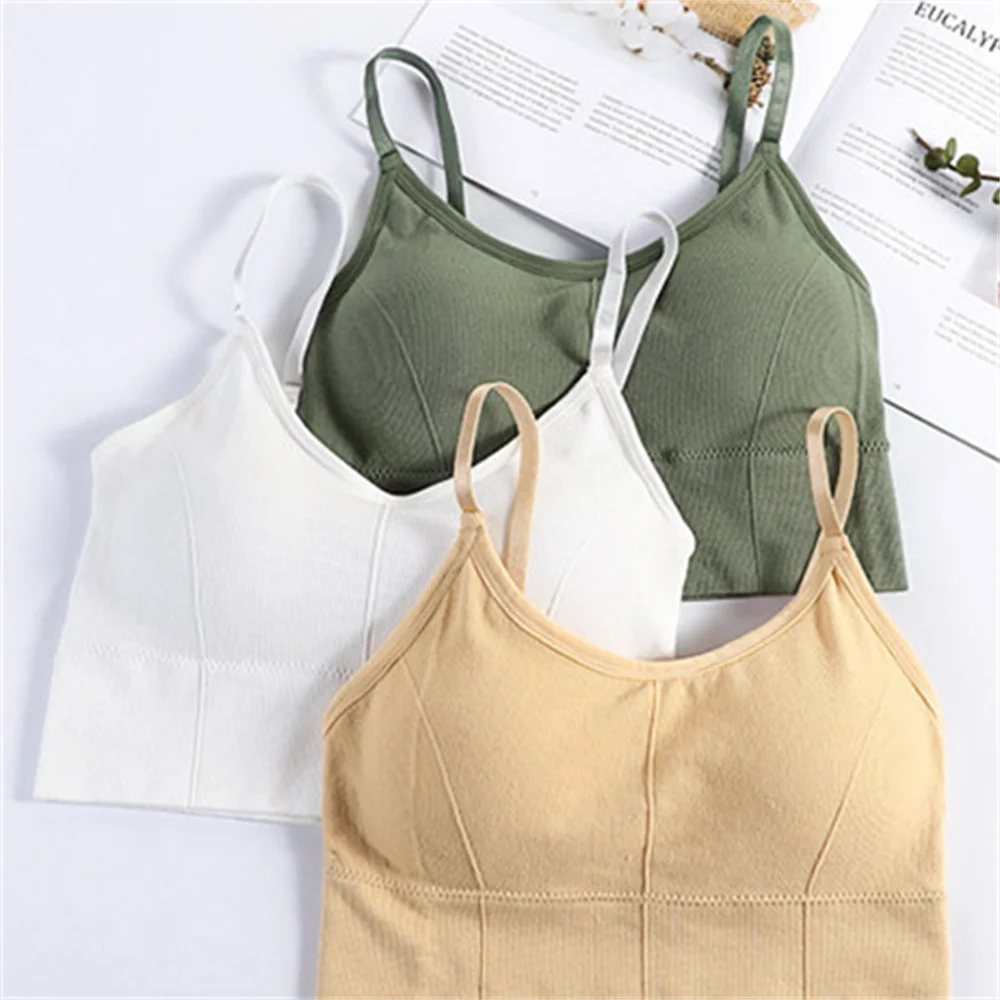 Bralette sem fio sexy para mulheres, sutiã sem costura, tops acolchoados para dormir, costas em forma de V, top de tubo esportivo, lingerie respirável, roupa íntima