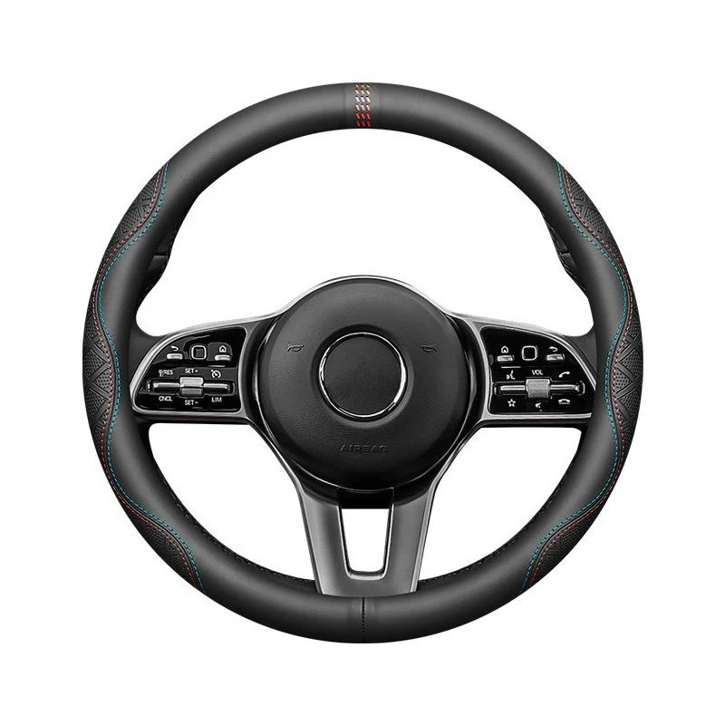 Funda de cuero negro para volante de coche pequeño, camión grande, furgoneta, autobús, 38-50 CM, para SCANIA IVECO ISUZU Volvo Renault DAF Hino